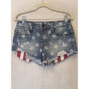 Mossimo Supply Co Women's Size 2 High Rise Jean Shorts American Flag Print